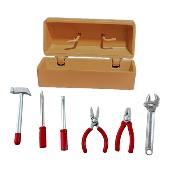LeeQinersw Dollhouse Repair Tools Box Mini DIY Tools Case Simulated Life Scene Pretend Play Yellow Case