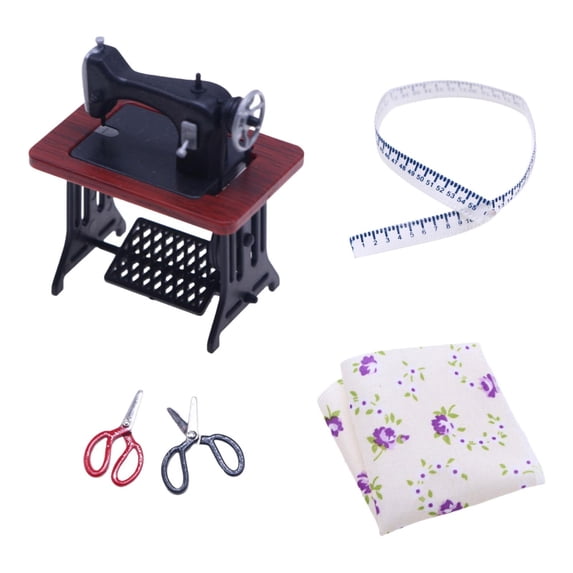 LeeQinersw Dollhouse Sewing Machine Miniature Furniture Wooden Dolls House Furniture Wooden red wood