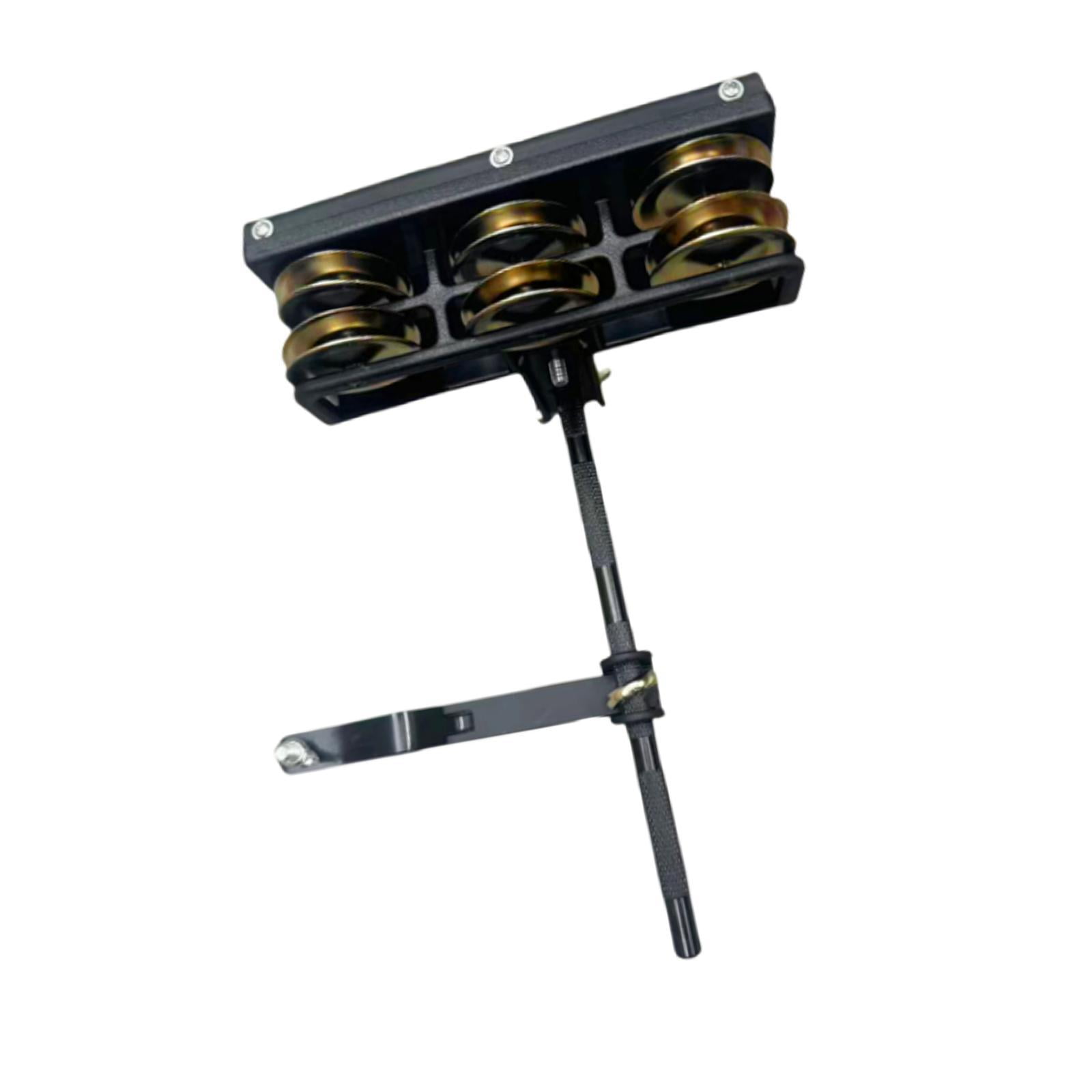 LeeQinersw Double Row Tambourine with Fixing Rod and Clip Mountable Tambourine for Drummers Golden Bell plate
