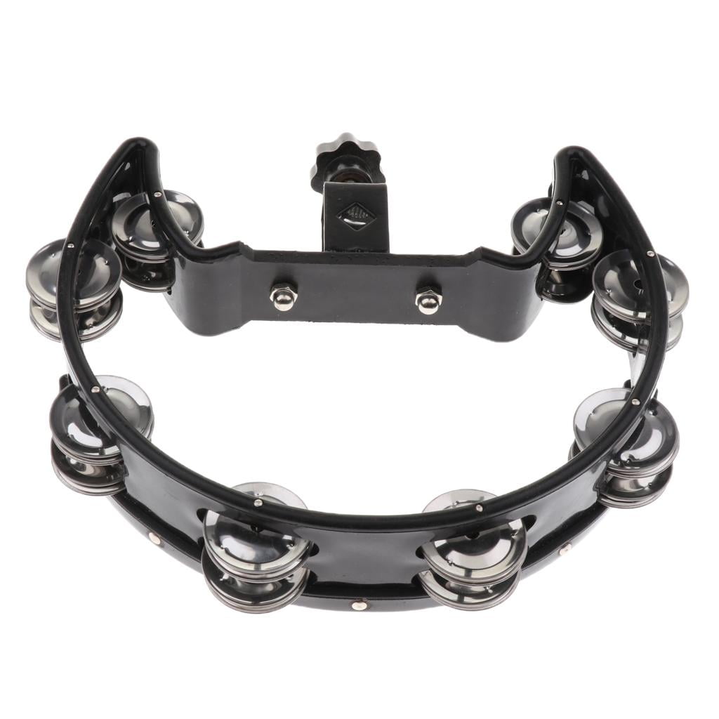 LeeQinersw Drum Accompaniment Accessory 4 Pairs of Stainless Steel Jingles Rattle Black