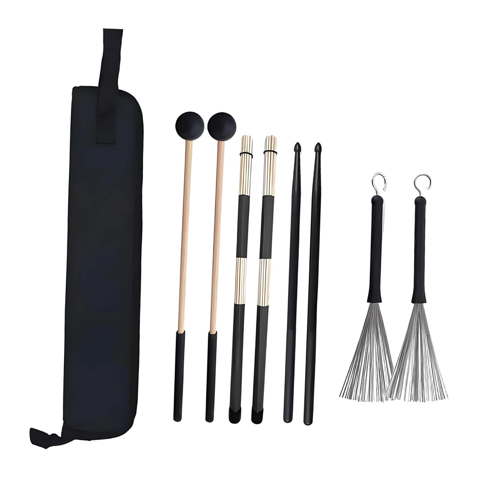 LeeQinersw Drum Sticks Set Brushes Stage Performance Ergonomic Non Slip Handles with Storage Bag Practice for Professional Musical Lover