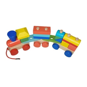 LeeQinersw Early Learning Wooden Stacking Block Train Toy Three Section Building Blocks Set