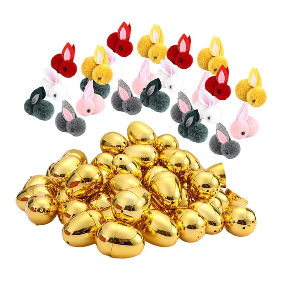 LeeQinersw Easter Eggs with Rabbits for DIY Crafts Unfilled Game Eggs for Classroom Rewards 24pcs