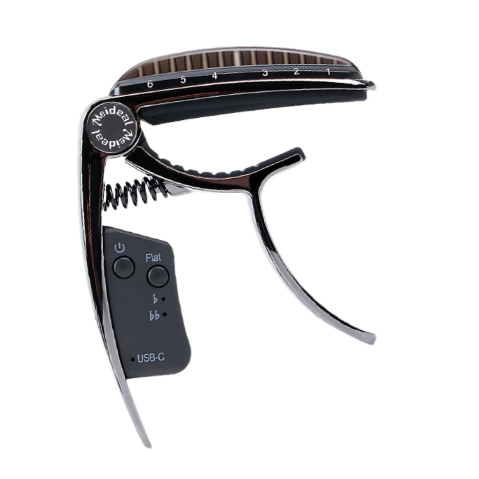 LeeQinersw Electric Guitar Capo Rechargeable Guitar Clip Tuning Clamp for Ukulele Classical Black