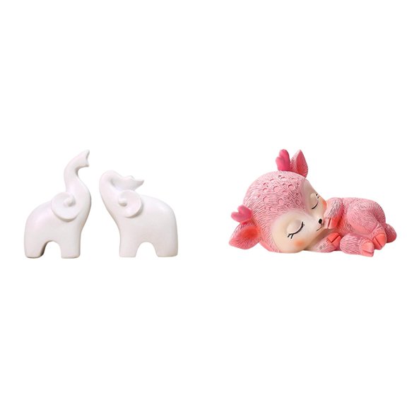 LeeQinersw Elephant Deer Sculptures Unique Tabletop Decoration Animal Statues Figurines for Entrance Office Bedroom Kitchen Dining Household Fine Workmanship