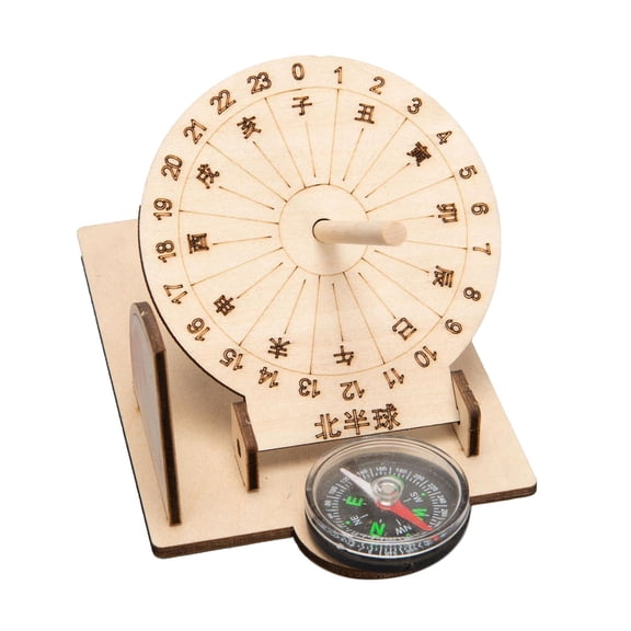 LeeQinersw Equatorial Sundial Clock Sundial Clock Model Educational Toy Wooden Teaching Aid