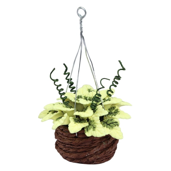 LeeQinersw Fake Hanging Basket Flowers Plants Flower Arrangement Handmade Rattan Basket for