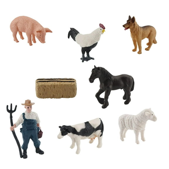 LeeQinersw Farm Animal Figurines Playset Realistic 8Pcs 8x Animal Model