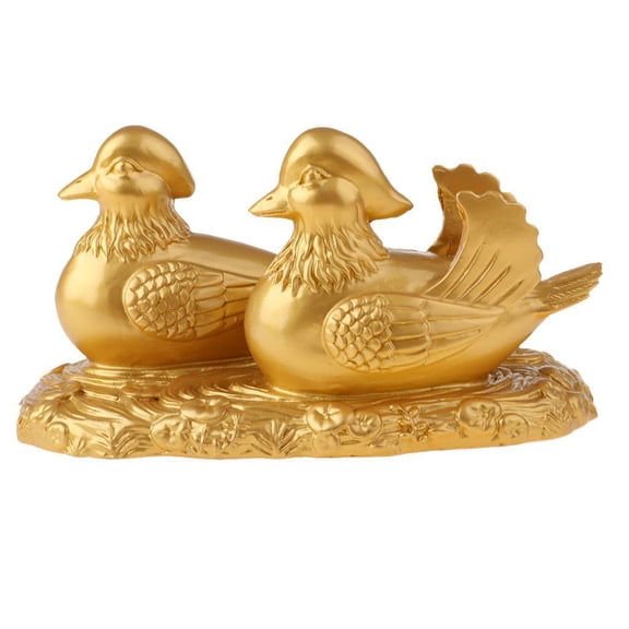 LeeQinersw Feng Shui Mandarin Ducks for Love and Romance Figurine Statue Decor Gold