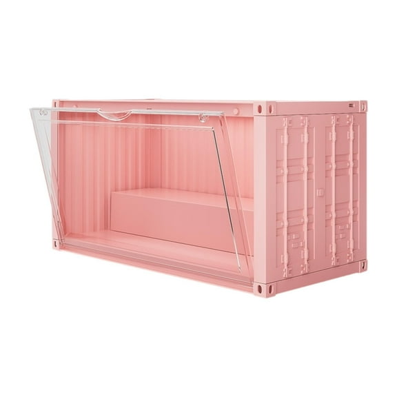 LeeQinersw Figurines Collection Display Case Countertop Cube Stackable Display Box Storage without light pink