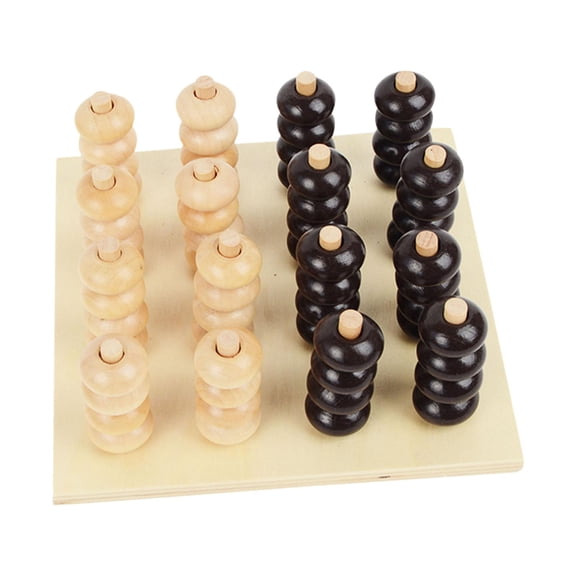 LeeQinersw Four in A Row Board Games 4 in A Row Game Set Gifts Wooden 3D Family Board Games
