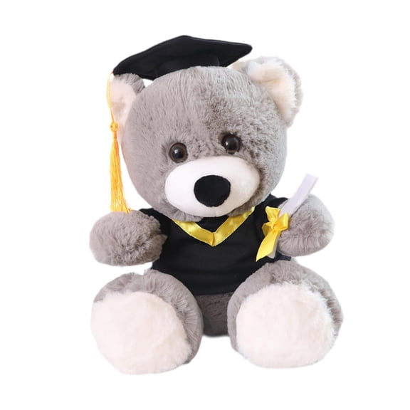 LeeQinersw Graduation Owl Bear Gift with Mini Gown Cap Graduation Party Decoration Doll Toy gray white bear