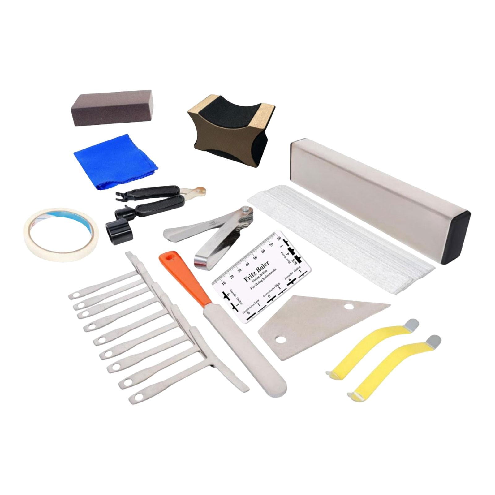 LeeQinersw Guitar Maintenance Tool Kit Guitar Setup Tool Kits Measuring Tool Fret Leveling Kits for Electric Guitar Electric Guitar Bass