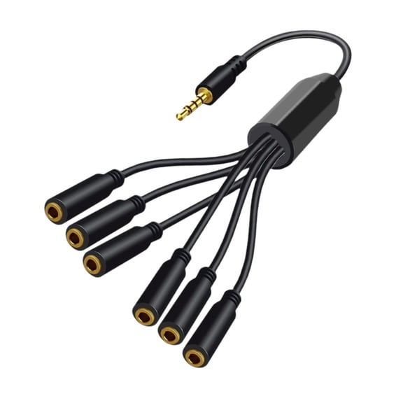 LeeQinersw Headphone Splitter High Performance Convenient Wear Resistant 3.5 mm Audio Cable 1 to 6
