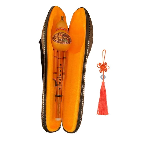 LeeQinersw Hulusi Flute Cucurbit Key Handmade Bamboo Hulusi Gourd Flute with Case for Music