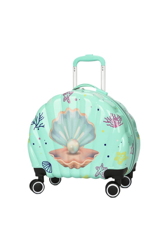 Kids Luggage Cartoon Aluminum Handle Children's Day Gift Sturdy Rolling Suitcase Green