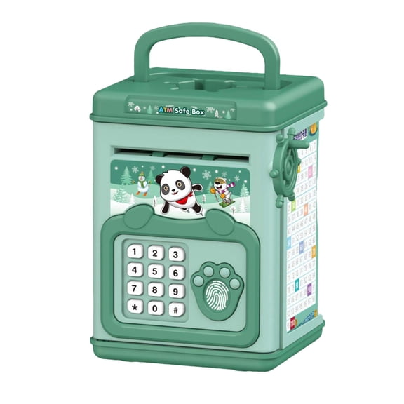 LeeQinersw Kids Piggy Bank Auto Scroll Cash Digital Password Coin Bank ATM Piggy bank Money Green