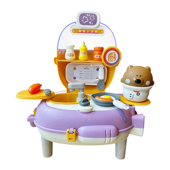 LeeQinersw Kids Pretend Playset Little Bear Backpack Shape Simulation Dollhouse Decorations kitchen
