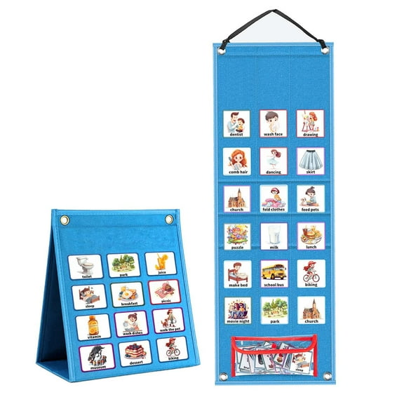 LeeQinersw Kids Visual Schedule Chore Chart Learning Materials Routine Chart Daily Schedule Blue