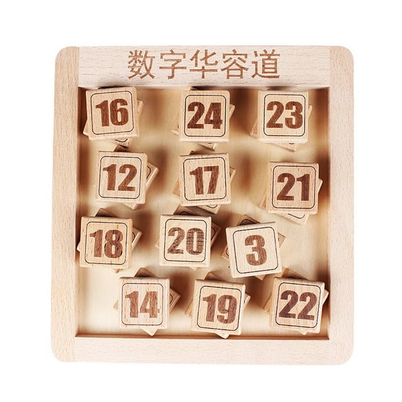 LeeQinersw Klotski Puzzle Wooden Digital Puzzle Sliding Block Math Educational Toys Fun for