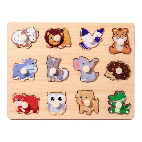 LeeQinersw Learning Puzzle, Wooden Puzzle, Shape Matching Board, Cartoon Puzzle, Peg Puzzle Animal
