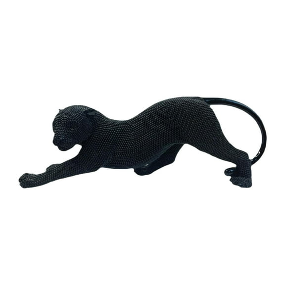 LeeQinersw Leopard Statue Animal Sculpture Delicate Art Work Home Decor Decorative Tabletop Black