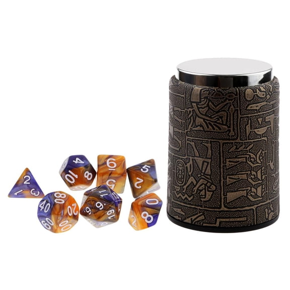 LeeQinersw Lot 7pcs Playing Figures Multifaces D4-D20 + Cup Accessory Kit For Table Games