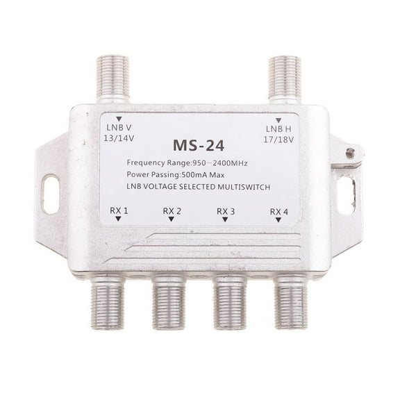 LeeQinersw Lovoski 2x4 DiSEqC Satellite MultiSwitch FTA TV LNB Switch 2 LNB 4 Receiver