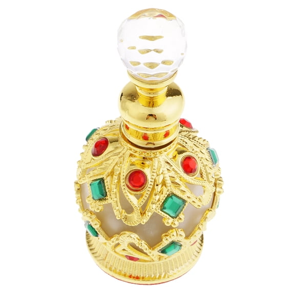 LeeQinersw Luxury Arab Style Retro Metal Glass Essence Oil Bottle Perfume Bottle Gold