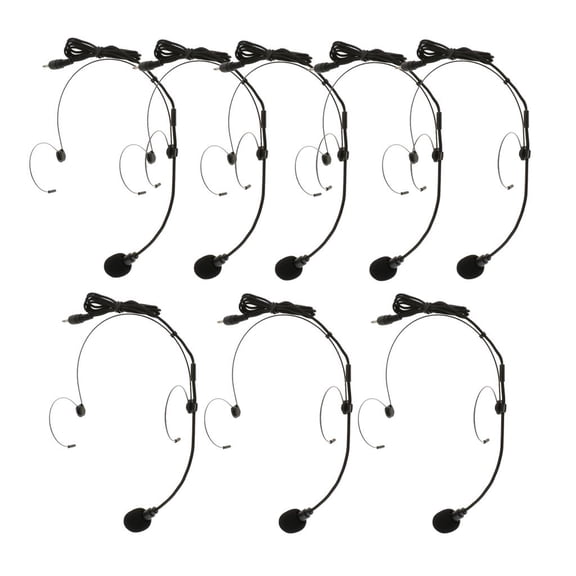LeeQinersw MagiDeal 8Pcs Double Ear Hook Wired Headset Headworn Microphone 3.5mm Straight Angle