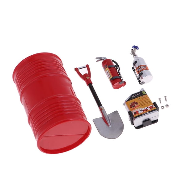 LeeQinersw Metal RC Fire Extinguisher Shovel Set for 1/10 Scx10 RC Car Accessory Parts Silver