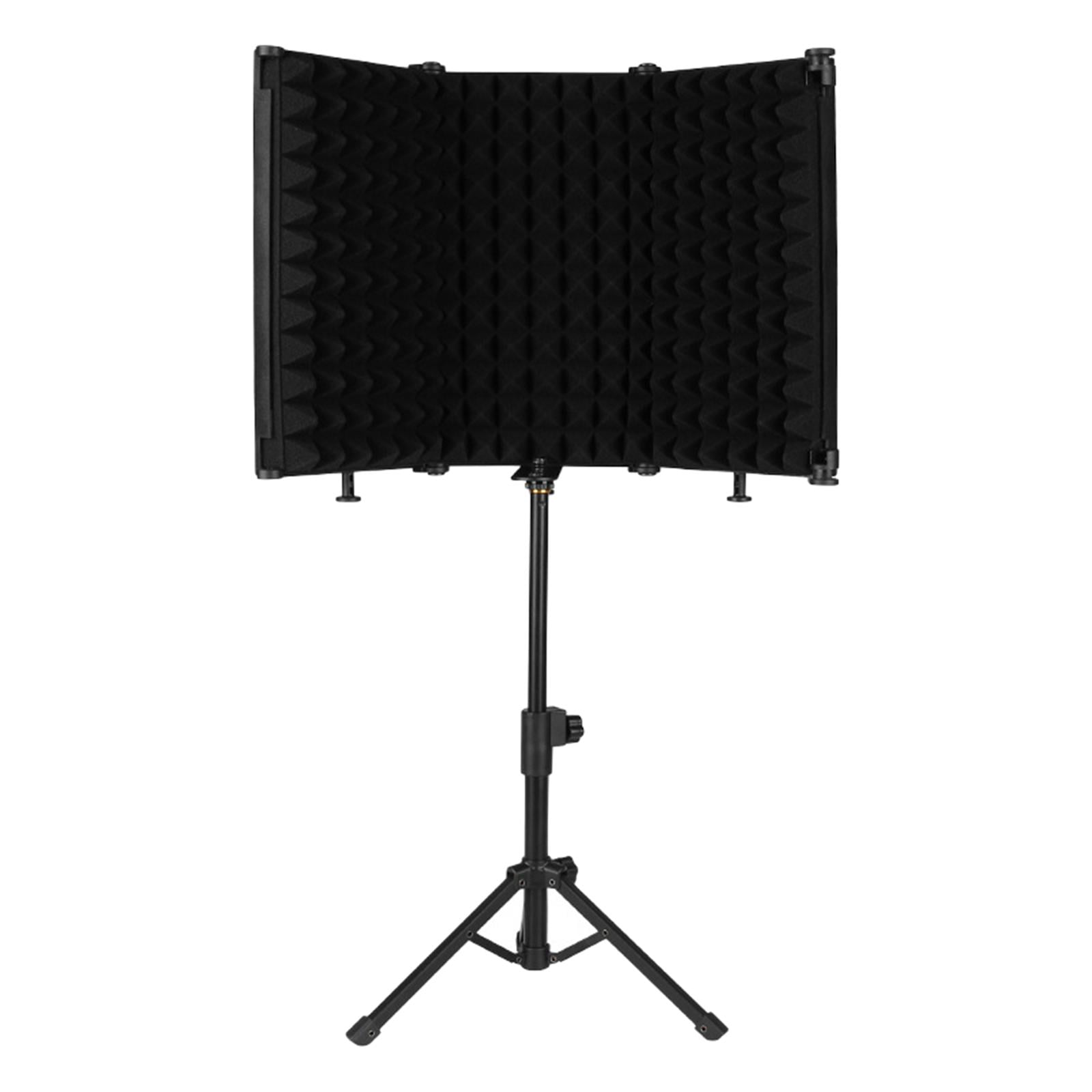 LeeQinersw Microphone Isolation Shield Adjustable Height Tripod Stand for Broadcasting Condenser Mic 3 Panels
