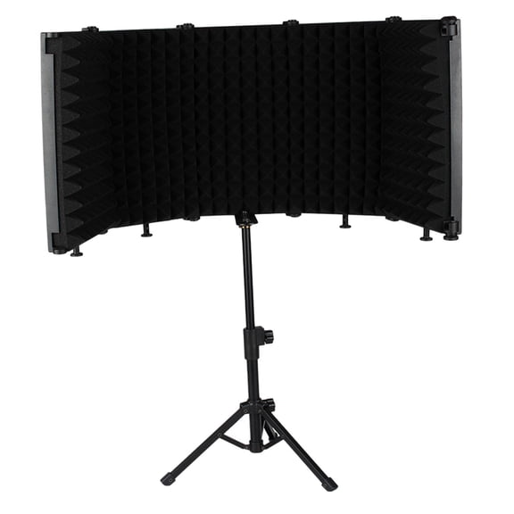 LeeQinersw Microphone Isolation Shield Adjustable Height Tripod Stand for Broadcasting Condenser Mic 5 Panels