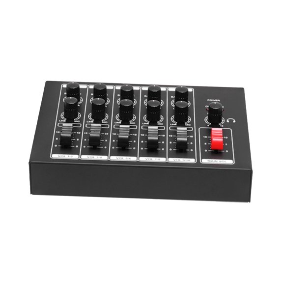 LeeQinersw Mini Audio Mixer DC 9V Power Supply 5 Input 1 Output Digital Mixer Compact Audio