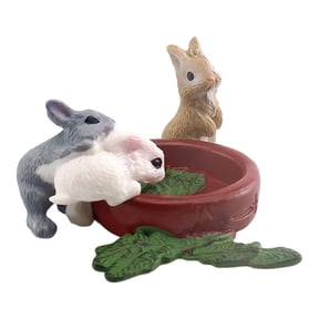 LeeQinersw Mini Rabbit Figurine Model, Realistic Detailed Action Figure, Hand Painted Bunny Style C