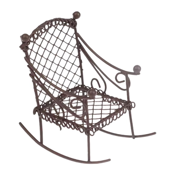 LeeQinersw Miniature Rocking Chair Dollhouse Furniture Sturdy Accessories,Tiny Mini Chair Model for Photo Props Doll Houses Fairy Garden Coffee