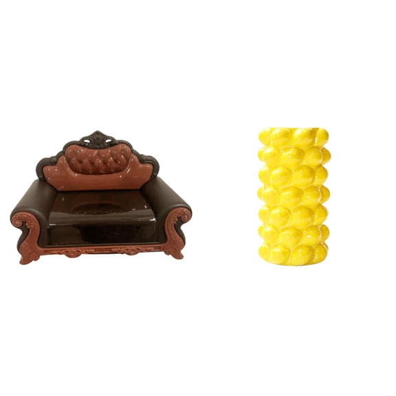 LeeQinersw Miniature Sofa Chair and Porcelain Flower Vase DIY Accessory for Micro Landscape Room Tabletop Living Room Decoration and Arrangement