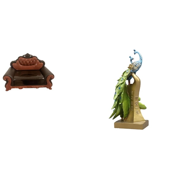 LeeQinersw Miniature Sofa Couch Chair Model DIY Furniture Room Micro Landscape Gift Decorations Peacock Statue Animal Sculpture Desktop Ornament Figurine Desk Table Centerpiece Office Birthday