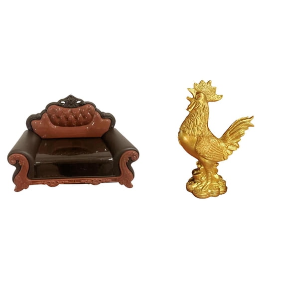 LeeQinersw Miniature Sofa Couch Single Chair Model DIY Accessory Furniture Room for Micro Landscape Gift Decorations Chicken Figurine Feng Shui Decor Home Rooster Statue Sculpture for Birthday