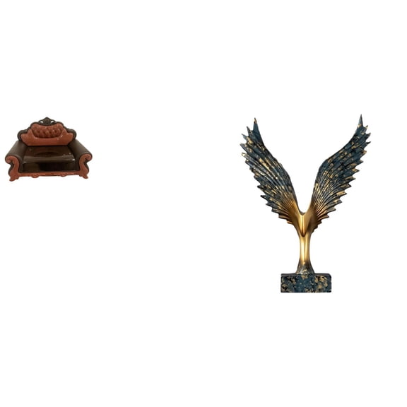 LeeQinersw Miniature Sofa Couch Single Chair Model DIY Accessory Furniture Room for Micro Landscape Gift Decorations Resin Spreading Wing Statue Sculpture Feng Shui Ornament