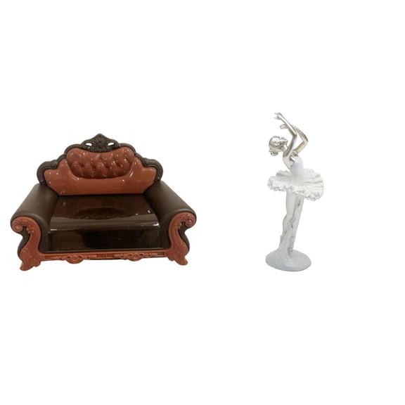 LeeQinersw Miniature Sofa Couch Single Chair Model DIY Accessory for Micro Landscape Gift Decorations with Ballerina Figurine Desktop Ornament Creative Modern Dancing Girl Art Sculpture for