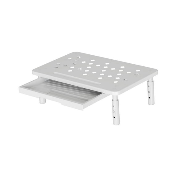LeeQinersw Monitor Stand Riser 3 Height Adjustable Hollow Out Ventilated Storage Rack Sleek White