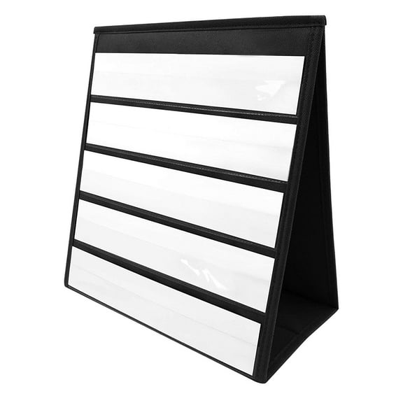 LeeQinersw Multipurpose Tabletop Pocket Chart with 20x Whiteboard Cards Colors Double Sided