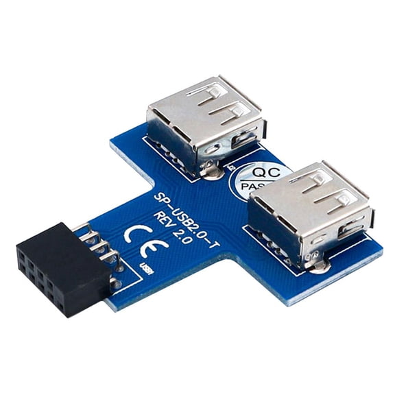 LeeQinersw New USB 2.0 9-Pin Header 2x5 2 ports Dual USB A Motherboard Internal Adapter