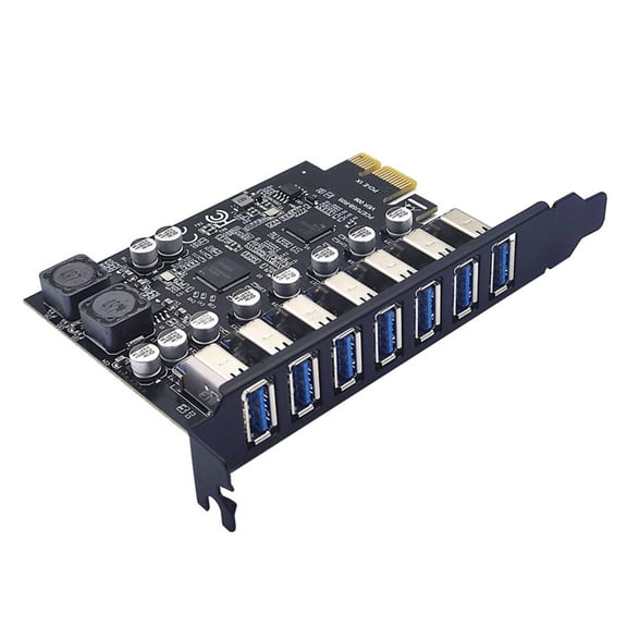 LeeQinersw PCIe 7 Ports USB3.2 Gen1 19Pin Expansion Card D720201 D720210 Desktop PC USB3.0
