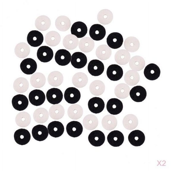 LeeQinersw Pack of 100 White+Black Acoustic Guitar Strap Locking Washer Gaskets