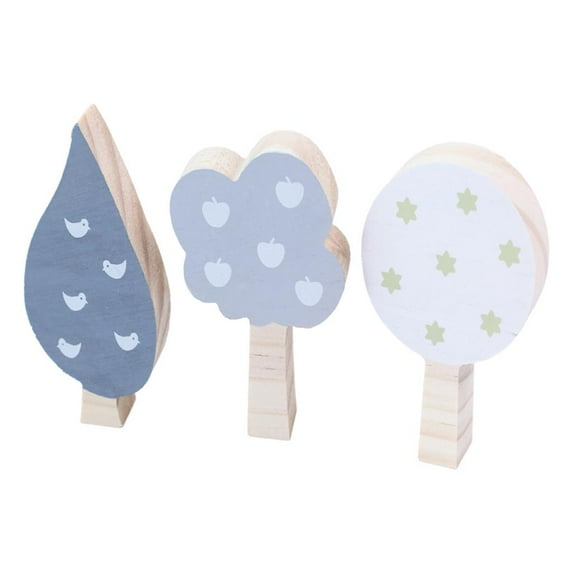 LeeQinersw Pack of Trees Building Blocks Ornaments Set Imagination Wooden INS Wooden Toys White Gray Blue