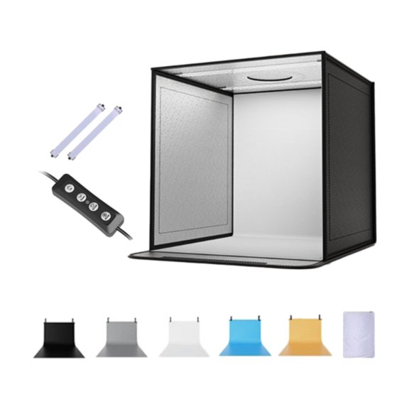 LeeQinersw Photo Light Box Light Tent Kit Black Adjustable with 5 Backdrops Light Box Photo 40cm