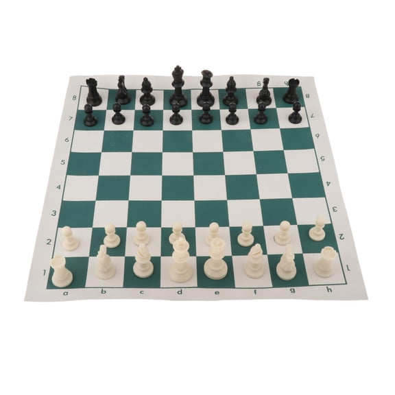 LeeQinersw Plastic Chess Set Traditional Rollable 18 inches Cloth Board with Storage Bag for Family Beginners