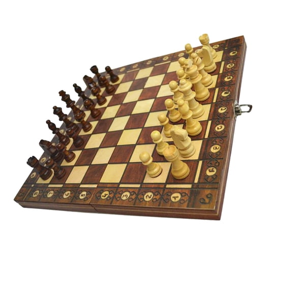LeeQinersw Portable Folding Magnetic Wooden Chess Set 3 in 1 Board Game 29cm Chessboard